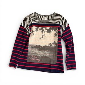 NSF Navy and Red Striped Long Sleeve Tee